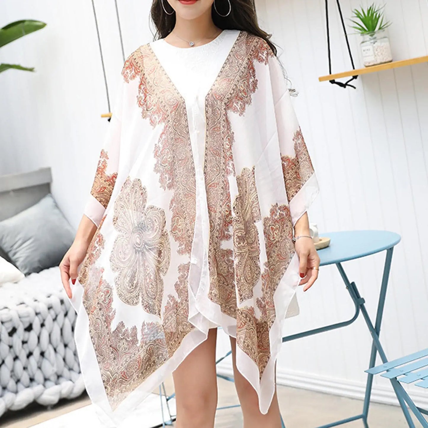 Ondela-Chiffon Beach Cover Up Kaftan Tunic Dress